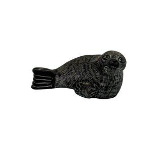 Soapstone Sea Otter Seal Black White Figurine Wolf Originals Canada 3.5”